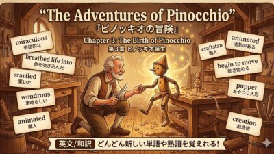 『ピノッキオの冒険』　英文/和訳　どんどん新しい単語や熟語を覚えれる　　3ピノッキオ誕生