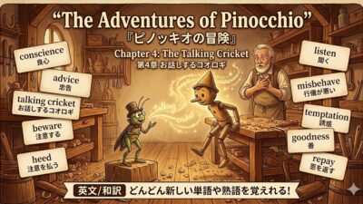 『ピノッキオの冒険』　英文/和訳　どんどん新しい単語や熟語を覚えれる　　4 お話しするコオロギ