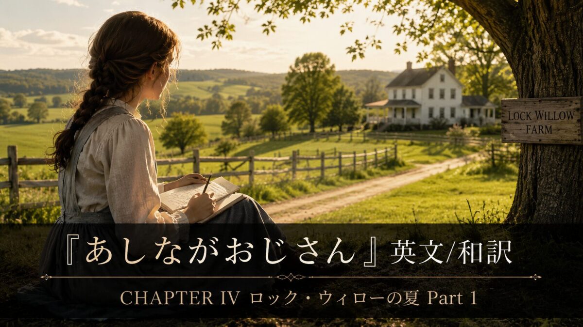 A woman with a braided hairstyle sits on the grass at sunset, writing in a notebook as a farmhouse and wooden fence stretch across rolling countryside behind her.