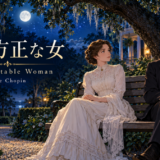 『品行方正な女』—夜のオークの木の下で、バローダ夫人とグヴェルナイユが並んで座る場面